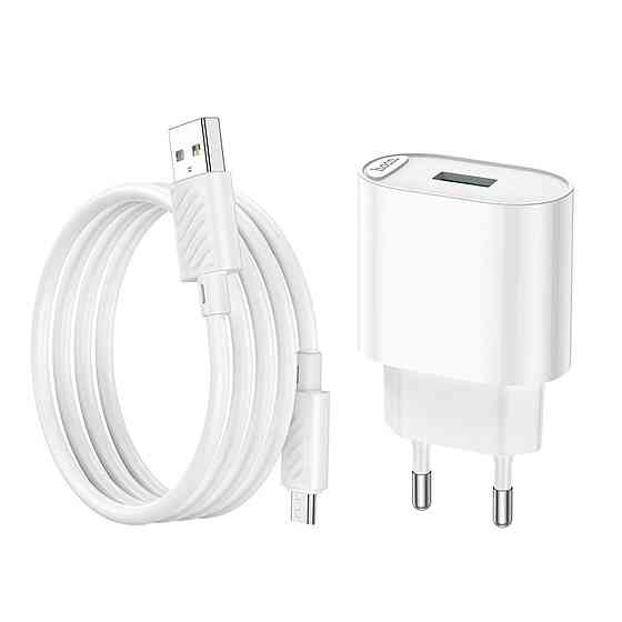Мережевий зарядний пристрій HOCO C109A Fighter single port QC3.0 charger set, колір білий 6931474784827 Одеса