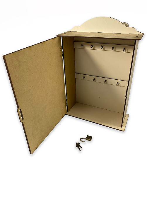 Навесной органайзер-ящик для ключей из натурального дерева на 9 крючков 22x31,5x9 см, ключница настенная Каменец-Подольский - изображение 3