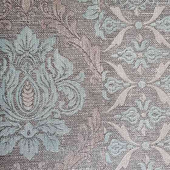 Шпалери метрові вінілові на флізелін Yuanlong Samsara східний стиль під килим бірюзові срібло на білому 3д Київ