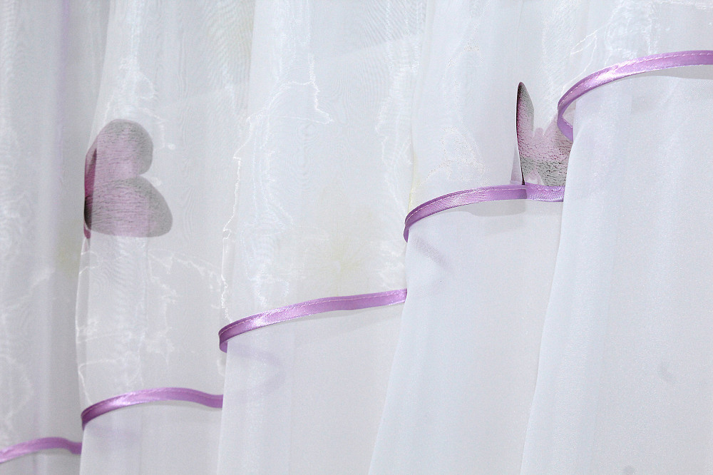 Кухонные шторы VR-Textil № 091к с ламбрекеном и подвязками сиреневый с белым 280х170 см (59-834) Киев - изображение 4