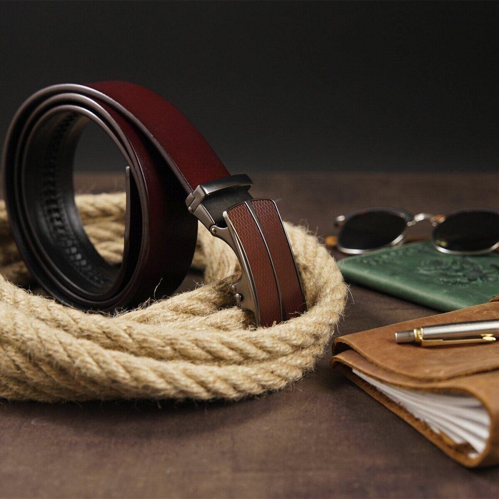 Ремінь чоловічий з автоматичною пряжкою Vintage 20305 Коричневий Київ - фото 7