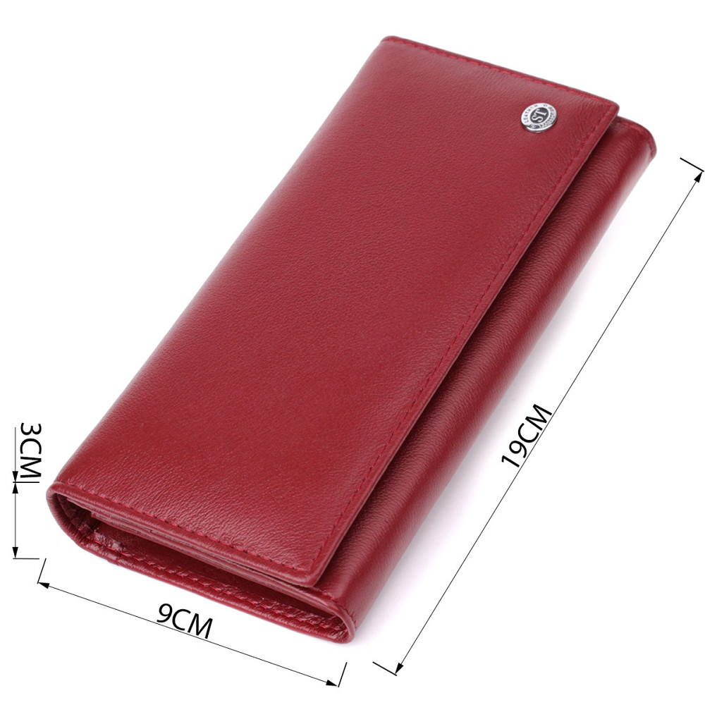 Місткий жіночий гаманець із натуральної шкіри ST Leather 23089 Бордовий Київ - фото 3