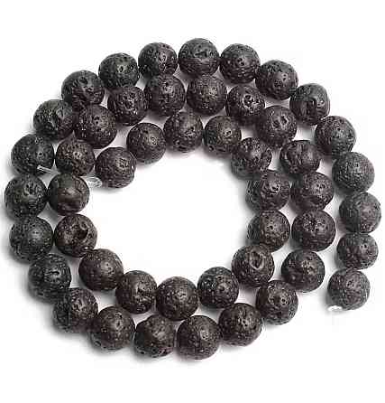 Намистини з вулканічної лави 8 мм, нитка 45 шт, натуральний камінь для браслетів Київ