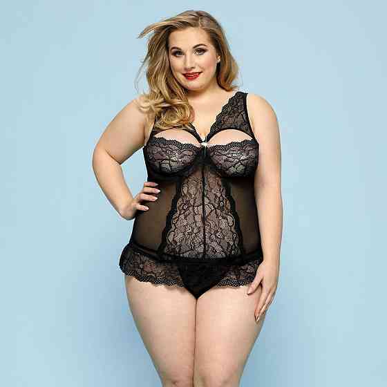Сексуальний комплект білизни JSY «Скромниця Брук» Plus Size, Black, мереживо, корсет, стрінги Sex Aura Київ
