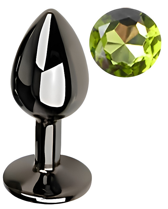 Анальная пробка с кристаллом EGZO - Dark Gray Round Plug Green, size S Sex Aura Киев - изображение 2