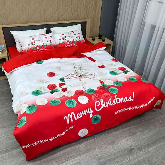 Комплект постільної білизни Фланель, Epico Євро 200х220 з Різдвяним принтом (88-197) Київ