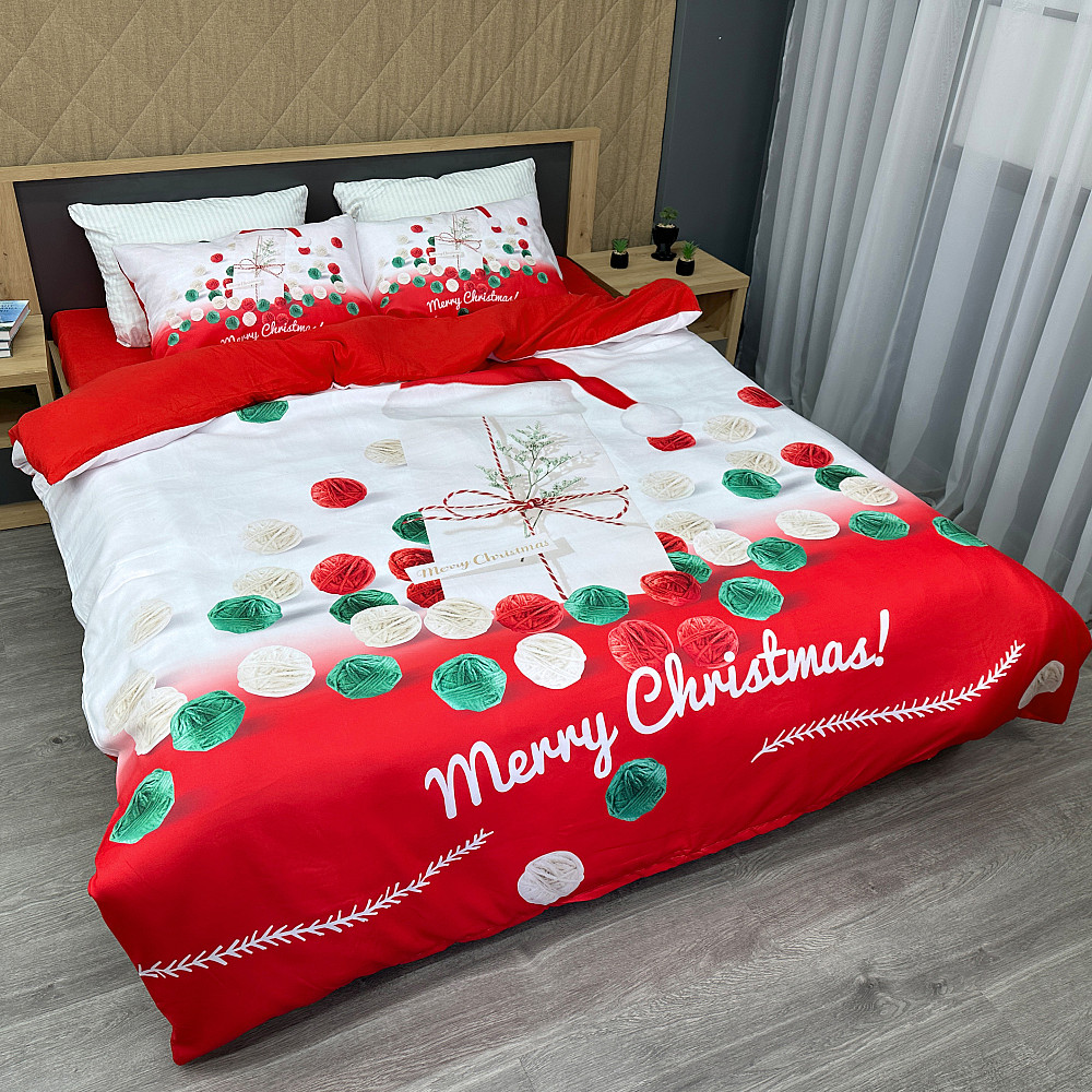 Комплект постільної білизни Фланель, Epico Євро 200х220 з Різдвяним принтом (88-197) Київ - фото 1