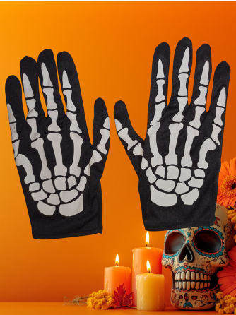 Короткі рукавички Кістки для чоловіків та жінок Хелловін 23 см чорний Київ