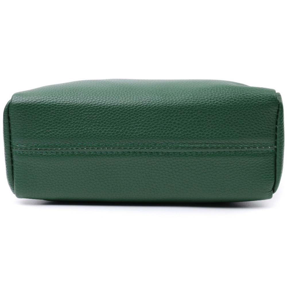 Шкіряна сумка зі стильним бігунком Vintage 22651 Зелена Київ - фото 6