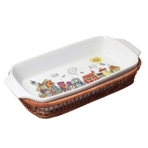Форма для запікання 1,5л 36*19*5см прямокутна з ротанговим кошиком кераміка 6304 KAMILLE Житомир - фото 3