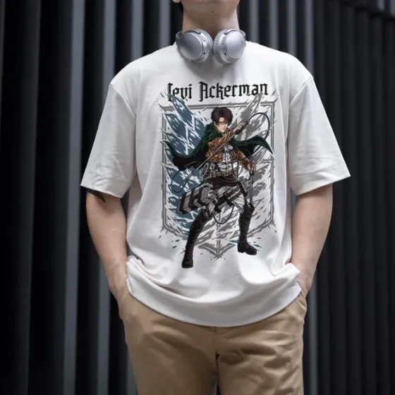 Футболка чоловіча з  принтом Атака Титанов Леви Акерман 4 WE Розмір 48 Дніпро