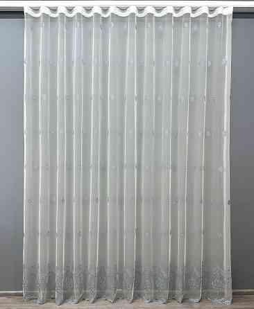 Тюль VR-Textil 1657т Грек-сітка з вишивкою та люрексом Молочний з сіро-блакитним 500х270 см (42-1116) Київ