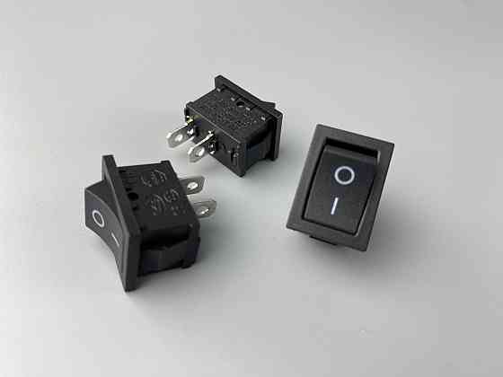 Перемикач клавішний чорний,15 мм 21 мм, 2 ніжки Мукачево