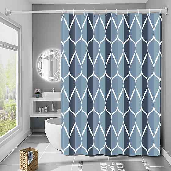 Шторка для ванны водонепроницаемая Bathlux 180x180 см с крючками, занавеска для ванной с рисунком Каменец-Подольский