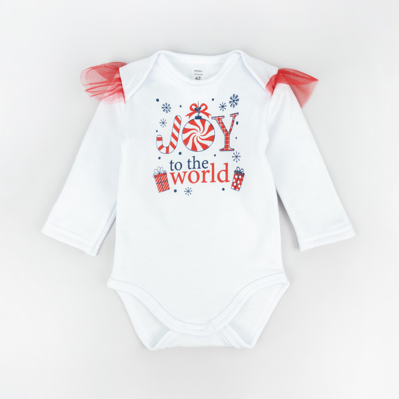 Теплий новорічний комплект для дівчинки Joy To The World зріст 74 см (6 - 9 місяців) Malena Білий з принтом Кривий Ріг - фото 2