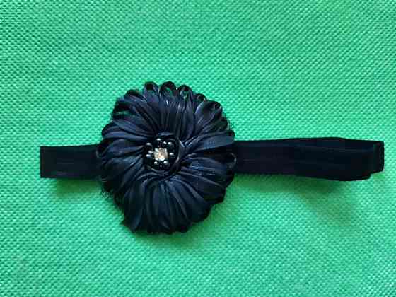 Повязка для девочки черная - размер цветка 7см, размер универсальный (на резинке) Киев