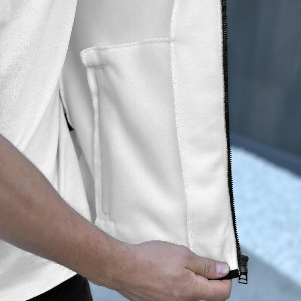 Чоловіча флісова жилетка Pobedov Wolf молочно-чорна Київ - фото 4