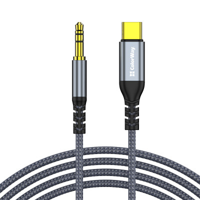 Кабель мультимедійний USB-C to 3.5mm M 1.2m gray ColorWay (CW-CBPDJ071-G) Вінниця - фото 1