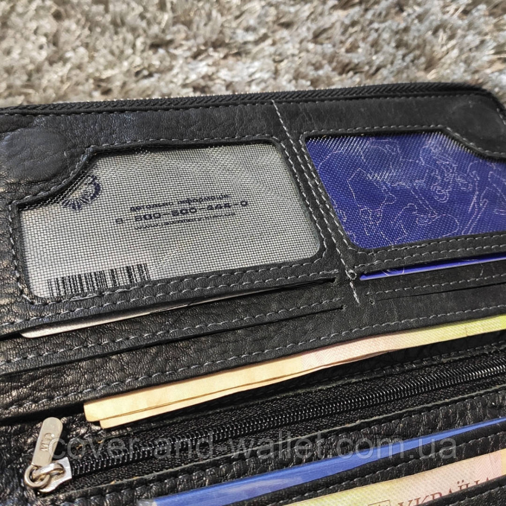 Великий шкіряний чоловічий гаманець клатч на магнітах та блискавці MD Leather Київ - фото 7