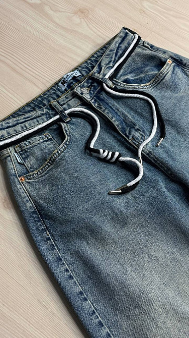Джинсы женские Mikaletta 9521-1 SKATER оверсайз широкие с поясом винтажные синие, синий, 27, 27, 83 см, 110 см Киев - изображение 6