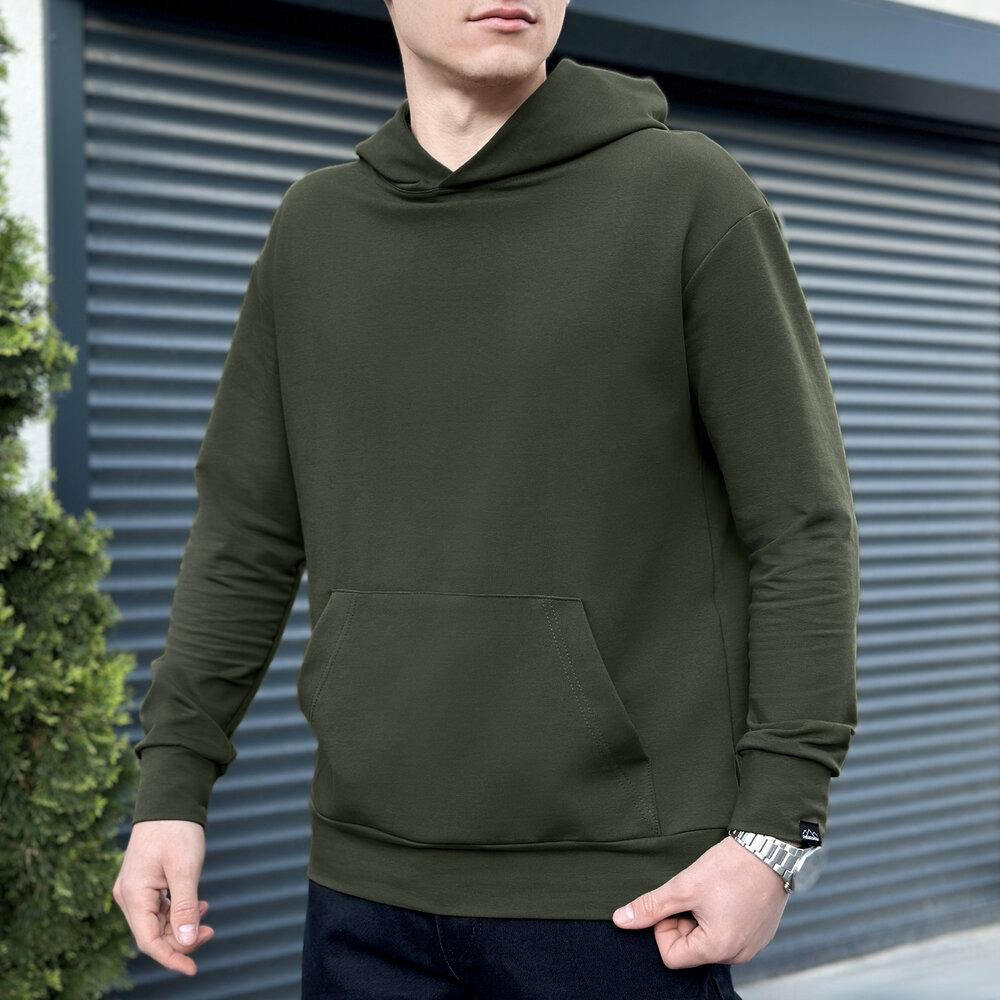 Чоловіче демісезонне худі з капюшоном світлий хакі Pobedov 001 Київ - фото 5