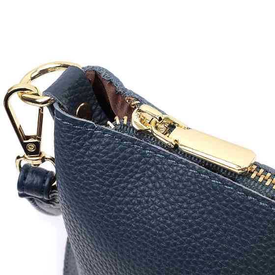 Трендова жіноча сумка-клатч із двома ременями з натуральної шкіри Синя (Vintage) Київ