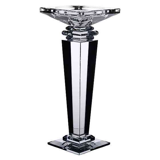Підсвічник скляний на високій ніжці 9.5×9.5×24 см декоративний прозорий HP-4-54L Київ