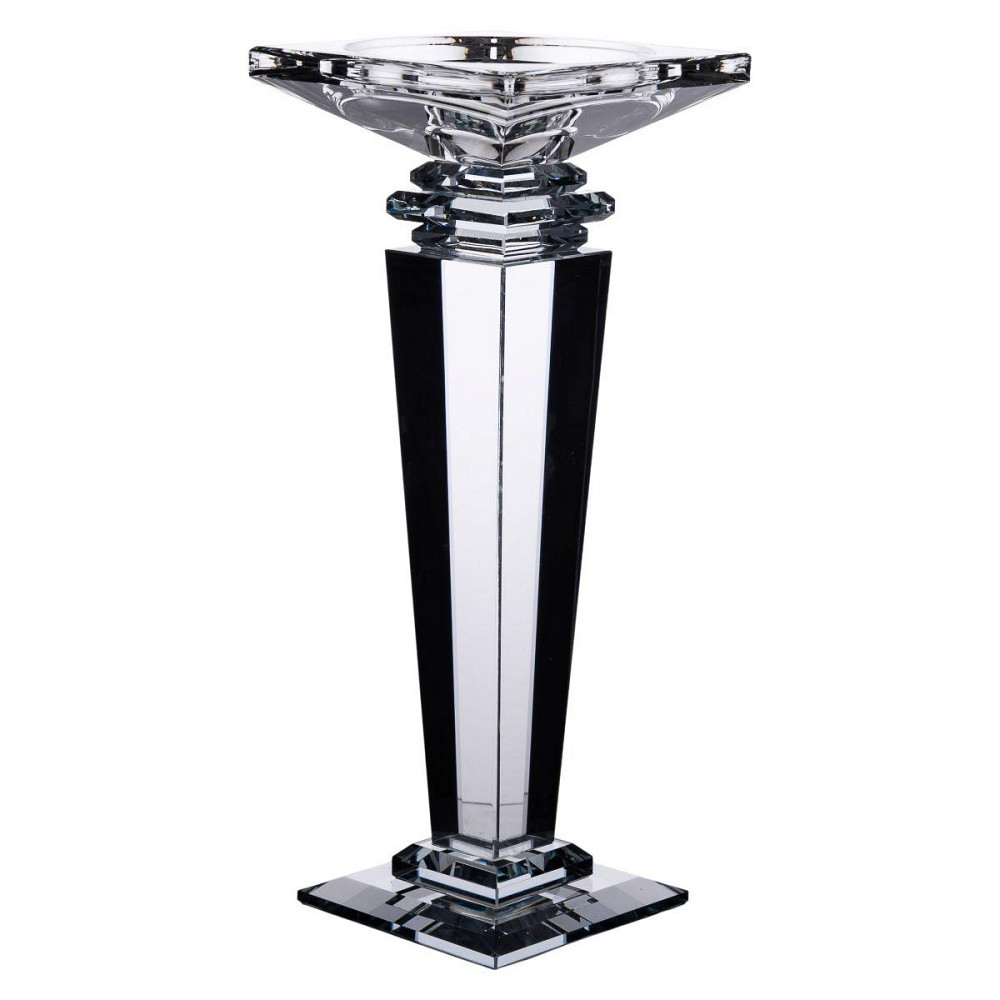 Підсвічник скляний на високій ніжці 9.5×9.5×24 см декоративний прозорий HP-4-54L Київ - фото 1