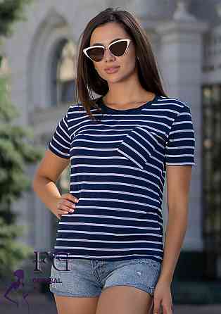 Жіноча футболка з кишенею "Believe" оптом | Розпродаж моделі 50-52, синій Київ