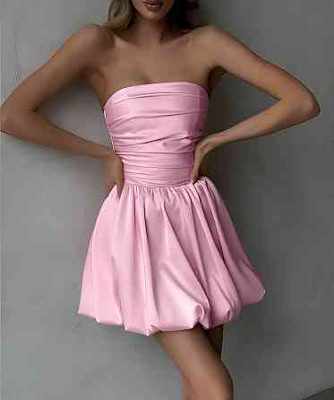 Женское коктейльное мини платье с пышной юбкой дабл сатин с подкладкой Розовый, 44/46 Одесса
