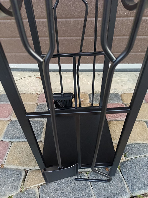 Кованый набор для камина LOFT №8 с дровницей (стойка, совок, щетка, кочерга, щипцы) Киев - изображение 9