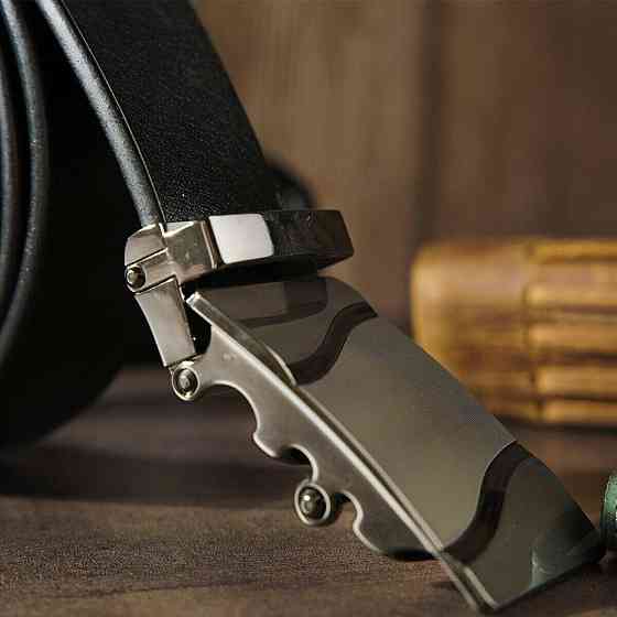 Ремень мужской c затемненной пряжкой волна Vintage 20250 Черный Киев