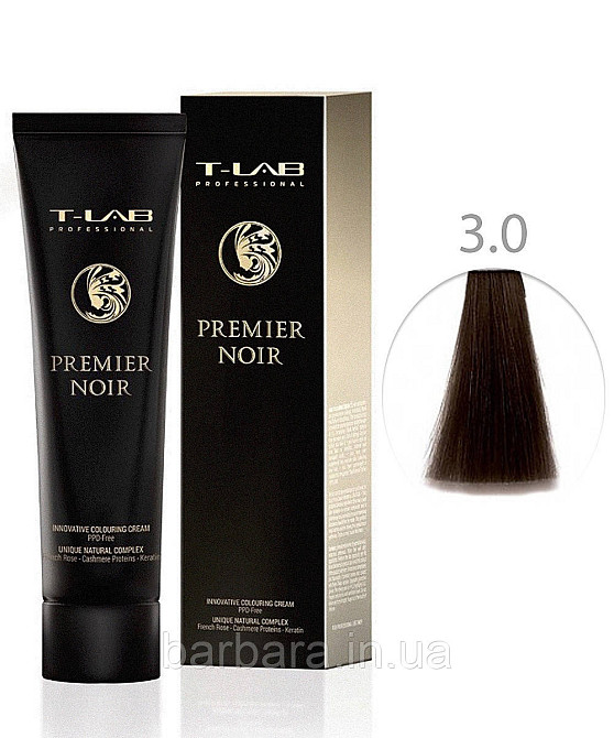 Крем-фарба для волосся T-LAB Professional Premier Noir Colouring Cream 3.0 темно-коричневый Київ - фото 1