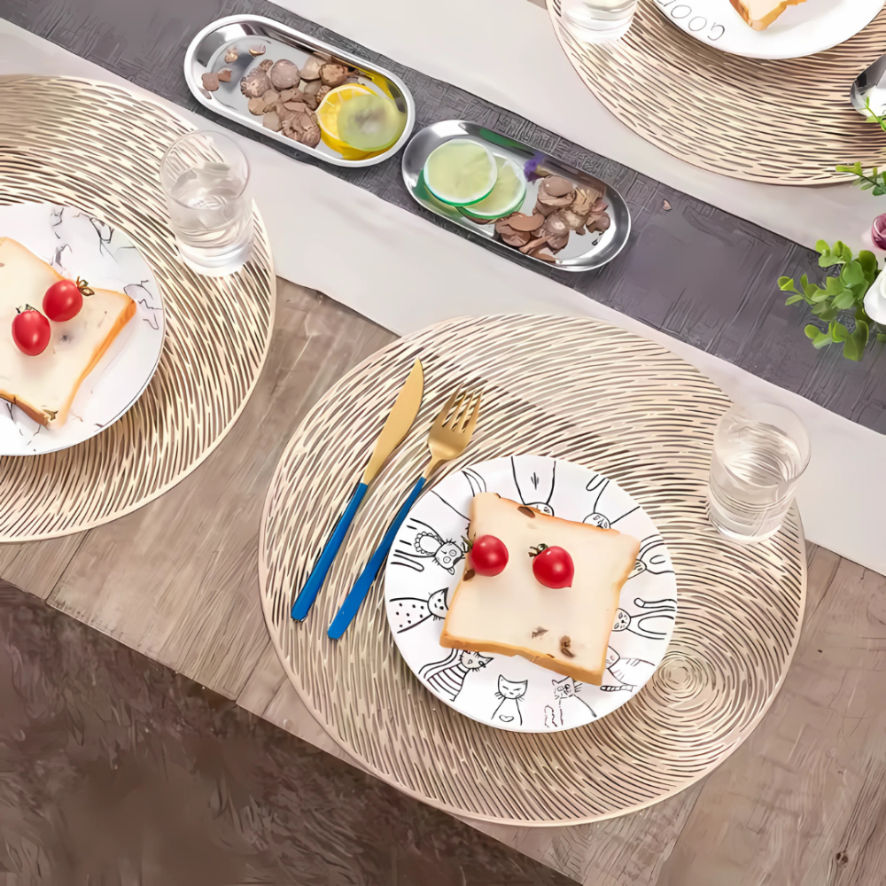 Сервировочная салфетка круглая под горячее, салфетка , коврик сервировочный золотистый набор 2 шт Каменец-Подольский - изображение 5