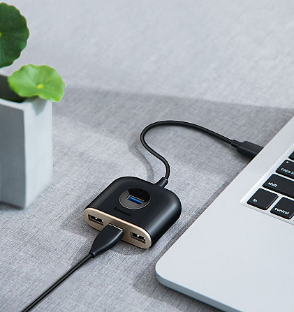 HUB адаптер Baseus Square Round 4in1 USB 3.0 to 1USB 3.0+3 USB 2.0+1micro USB CAHUB-AY01 (Черный) Миколаїв - фото 8