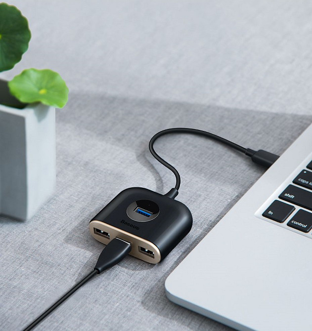 HUB адаптер Baseus Square Round 4in1 USB 3.0 to 1USB 3.0+3 USB 2.0+1micro USB CAHUB-AY01 (Черный) Николаев - изображение 8