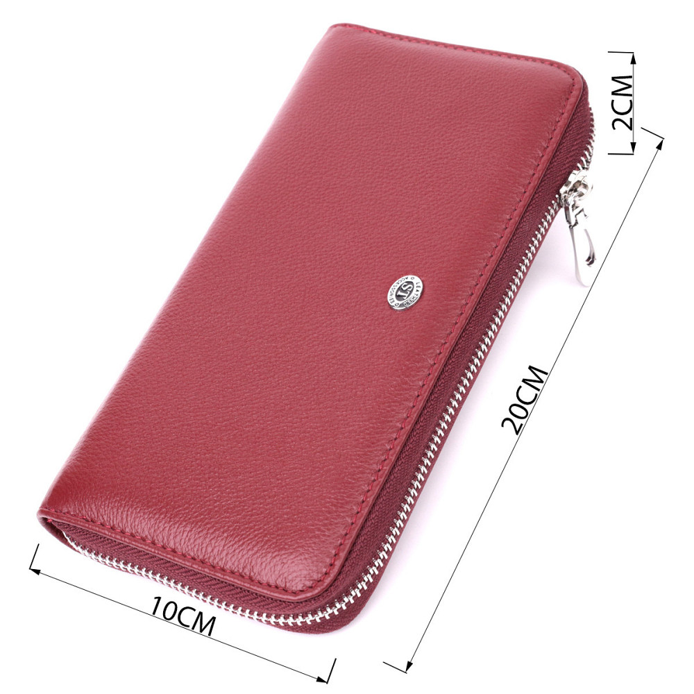 Кошелек-клатч для женщин на одно отделение из натуральной кожи ST Leather 22560 Бордовый Киев - изображение 8