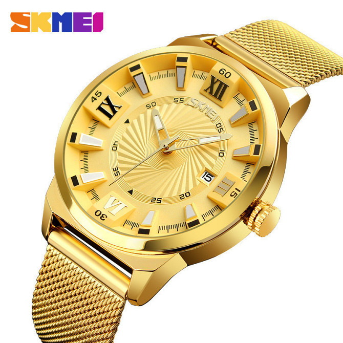 Часы мужские наручные Skmei 9166 Gold blue оригинал Винница - изображение 8