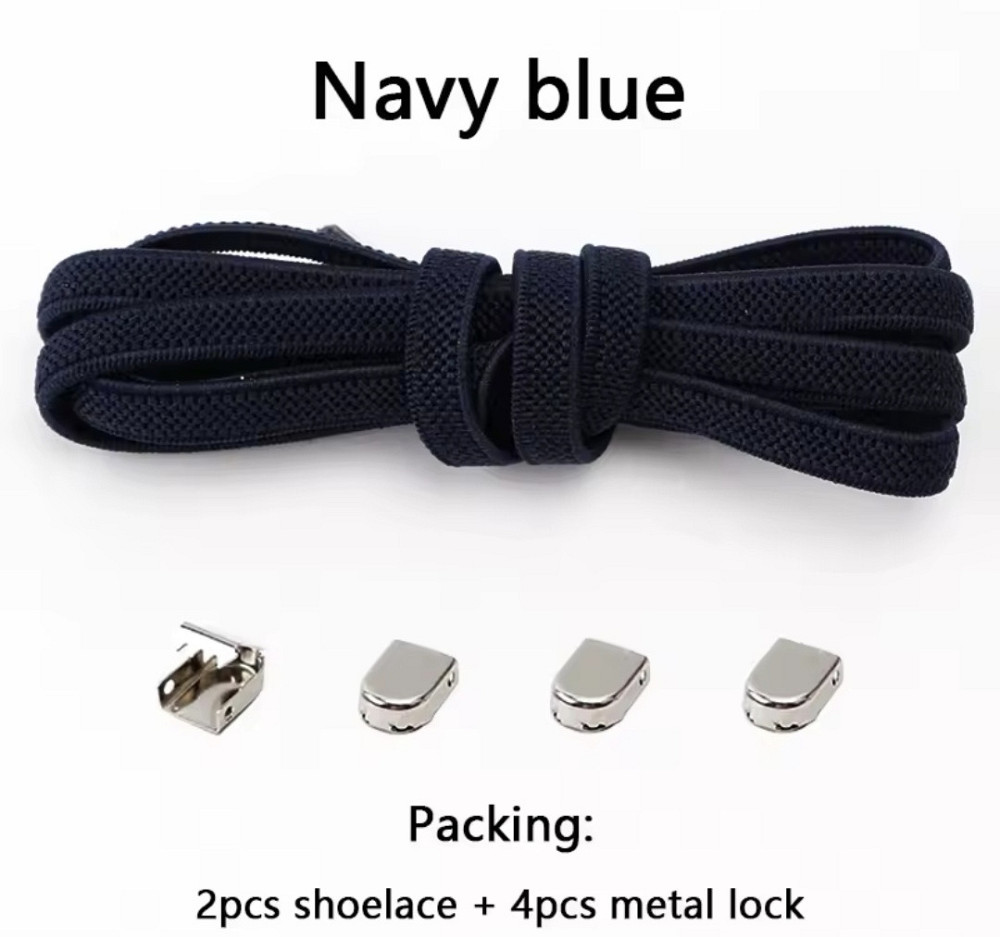 Еластичні шнурки без зав'язок з металевими фіксаторами Темно-синій Смела - изображение 1