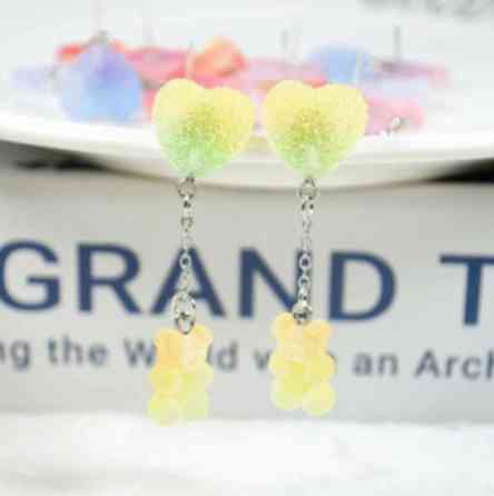 Серьги мармеладные мишки салатовые - длина 5см, размер мишки 1,6*1см, смола Киев