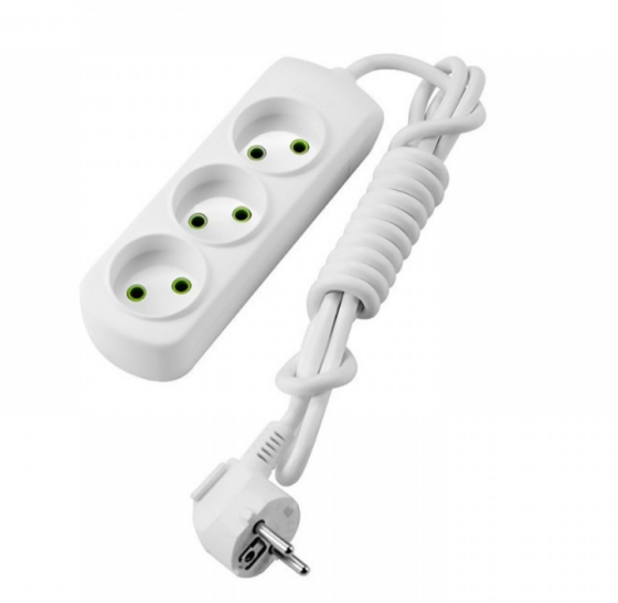Подовжувач без заземлення 3 розетки 7 м білий Letitia Лезард Житомир