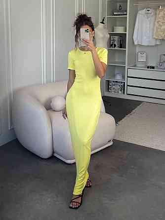 Жіноче базове обтисле максіплаття в стилі скікс турецька натуральна віскоза Банановий Одеса