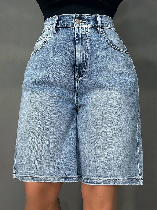 Шорти жіночі джинсові Liana 4-016 4-019 4-020 бермуди з резинкою на таліїі великі розміри блакитні, блакитний, 30, 30, 78 см, 104 см Київ - фото 3