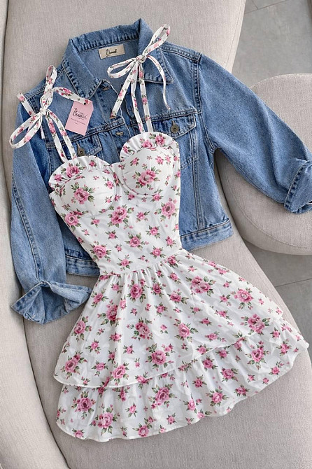 Жіноча стильна романтична літня мініплаття софт принт Білий, 46/48 Одеса - фото 3