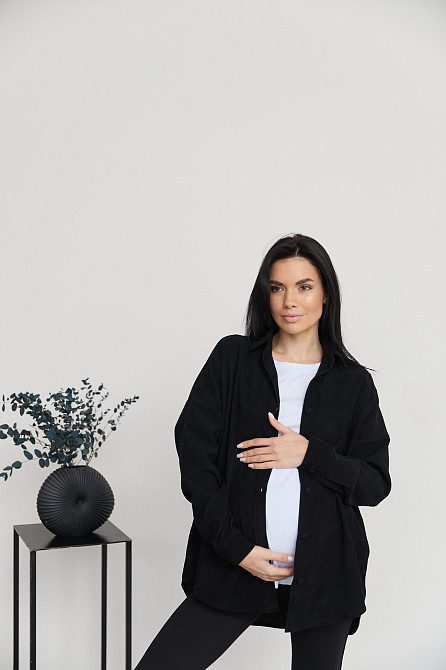 Сорочка вельветова для вагітних та годуючих мам Varna розмір S-М Lullababe Чорний Кривий Ріг - фото 8