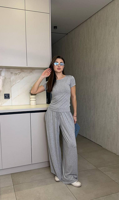Жіночий базовий прогулянковий костюм, двойка турецький трикотаж віскоза Меланж, 46/48 Одеса - фото 2