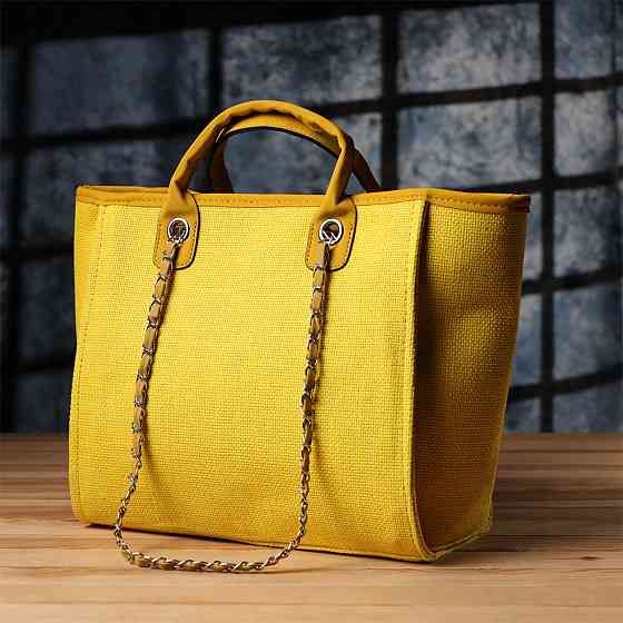 Яскрава жіноча сумка на літо з якісного текстилю Vintage sale_15135 Жовтий Київ