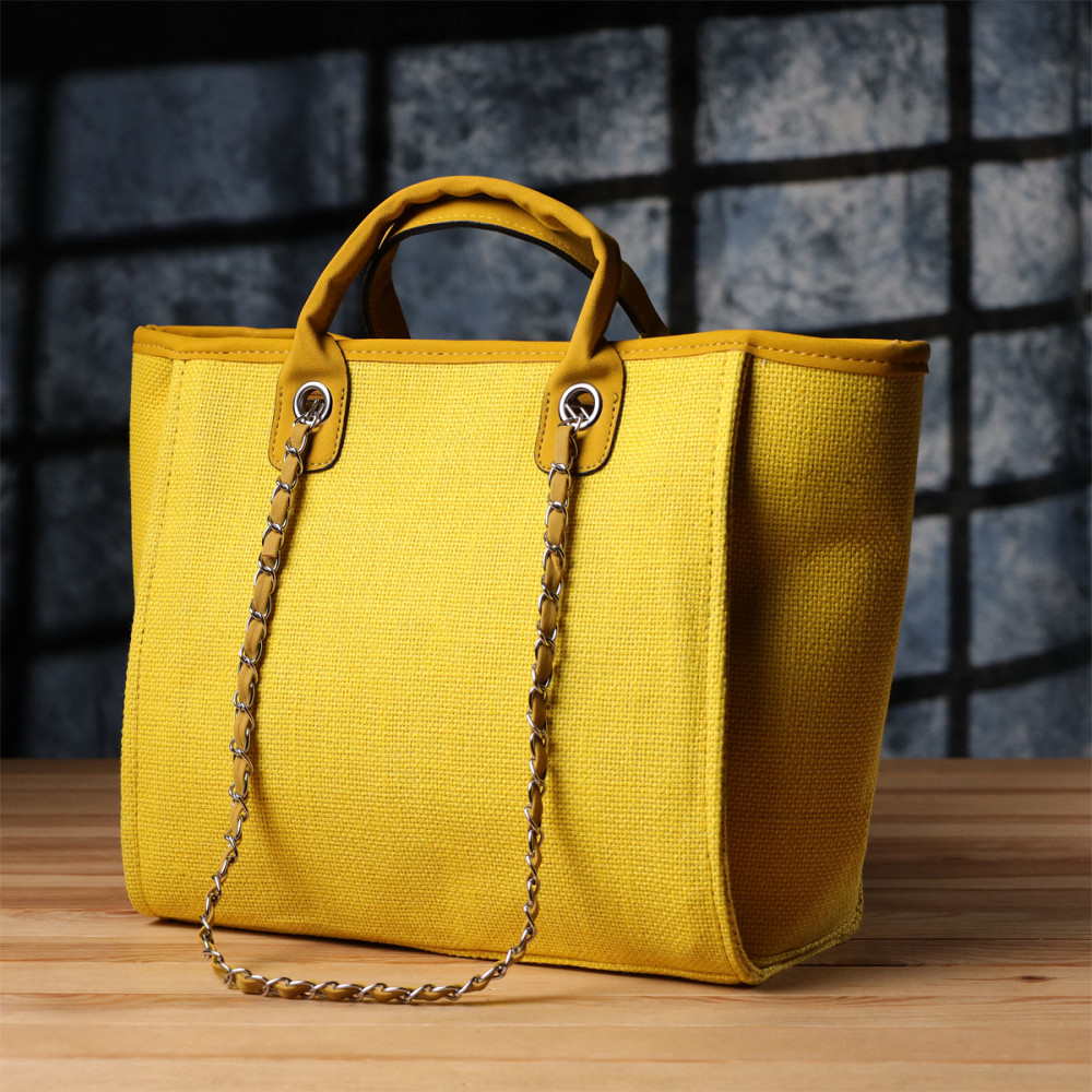 Яскрава жіноча сумка на літо з якісного текстилю Vintage sale_15135 Жовтий Київ - фото 6
