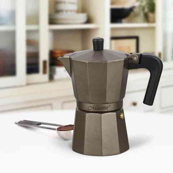 Кавоварка гейзерна 150мл (3 порції) алюмінієва MR-1666-3-BROWN Espresso Moka Maestro Житомир