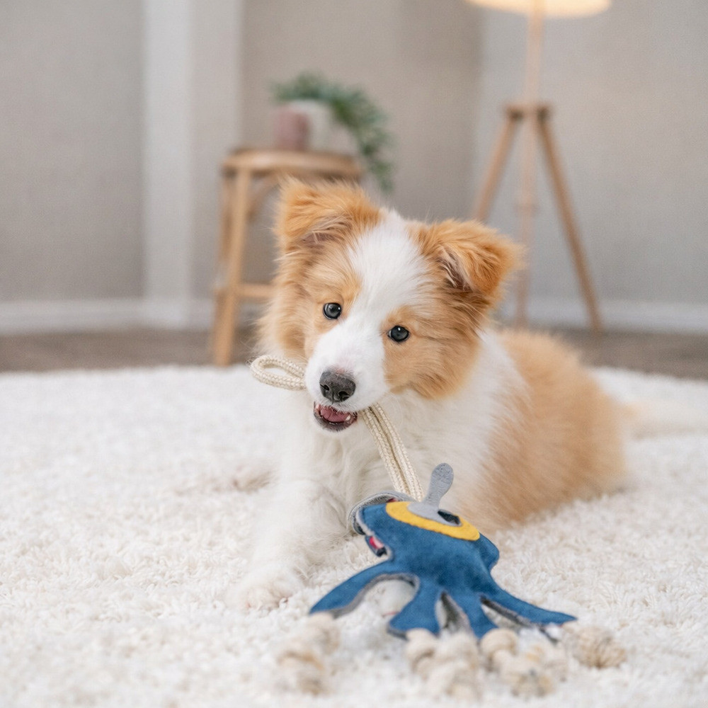 Іграшка Trixie для собак Монстр на мотузці бежевий/синій 47 см Київ - фото 2